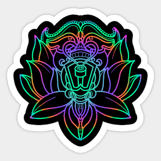 "Fluorescent Fusion: Lotus Flower and Candelabra" Sticker